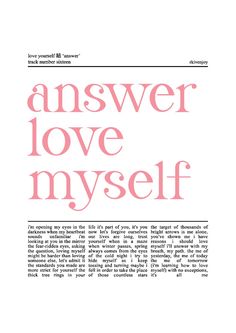 the front page of an article about love and selfies, with pink lettering on it