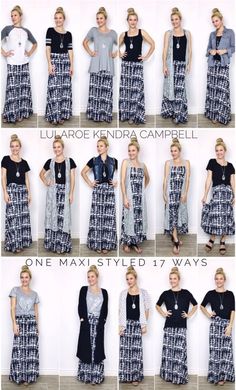 One LuLaRoe maxi skirt styled 17 different ways! Click the link to join my facebook group to see the individual photos with descriptions. The maxi skirt is so versatile! More style inspiration and LuLaRoe shopping is available in my group! Maxi Skirt Styling, Lula Outfits, Skirt Styling, Maxi Skirt Style, Lularoe Maxi Skirt, Maxi Rok, Maxi Skirt Outfits, Lularoe Outfits, Lularoe Styling