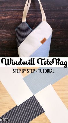 a bag made out of fabric with the words windmill tote bag on it