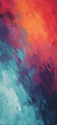 an abstract painting with red and blue colors