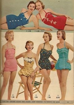 Vintage Chic 50s Swimwear, 1950s Swimwear, 1950s Bathing Suits, 1950s Swimsuit, Mode Rockabilly, Vintage Swimsuit