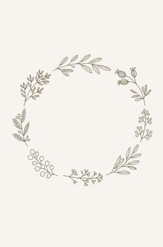 a drawing of a wreath with leaves and berries