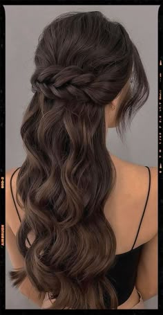 Prom Hairstyles Pictures, Medium Length Hairstyles For Bridesmaids, Prom Hairstyles Half Up Half Down Braid Brown Hair, Half Up Half Down Graduation Hair, Class Hairstyles, Cute Prom Hairstyles, Prom Hairstyle, Simple Prom Hair, Quince Hairstyles