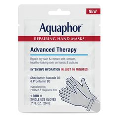 Aquaphor Advanced Therapy Repairing Hand Mask - 0.7 Fl Oz : Target Moisturizing Gloves, Mask For Dry Skin, Hand Moisturizer, Hand Mask, Washable Markers, Spa Gifts Set, Hand Care, Baby Wipes, Dry Hands