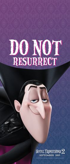 the movie poster for do not resurrect is shown in purple and black