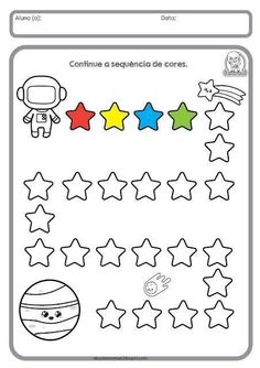 the worksheet for children to learn how to write and draw stars in spanish