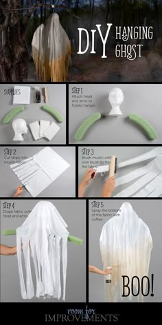 instructions to make a hanging ghost costume for halloween