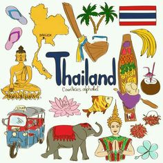 an image of thailand with many different things to see in the picture and it's name