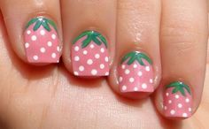 Strawberry Design for Short Nails Cool Easy Nail Designs, Cool Easy Nails, Strawberry Nail Art, Designs For Short Nails, Cute Short Nails, Short Nails Art, Simple Nail Art Designs