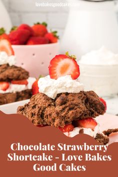 image Recipe: Chocolate Strawberry Shortcake, with a simple made-from-scratch chocolate biscuit, homemade sweetened whipped cream, and juicy strawberries. Chocolate Strawberry Shortcake, Cakes Chocolate, Sweetened Whipped Cream, Chocolate Strawberry, Strawberry Shortcake