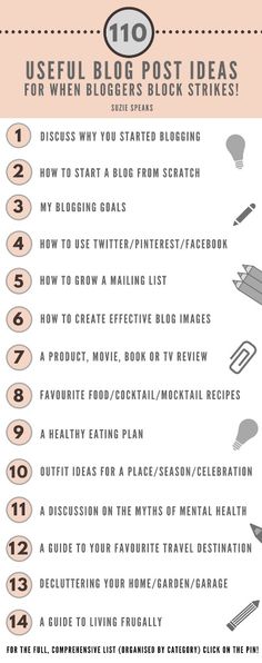 the top 10 useful blog post ideas for when bloggers block their posts infographic