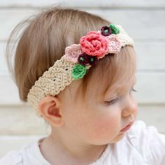 12 Adorable Baby Girl headbands YOU can make! - Six Clever Sisters Crochet Baby Headband Pattern, Crochet Flower Headbands, Bandeau Au Crochet, Crochet Headband Pattern Free, Crochet Rose Pattern, Baby Headbands Crochet, Crochet Headband Pattern, Crochet Hair Accessories, Crochet Hexagon