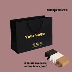 a black shopping bag with three colors available while white, black, and tan are on sale