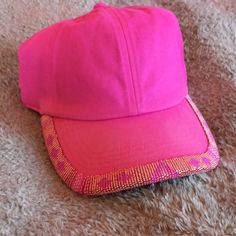 New Hand Beaded Pink Baseball Cap 100% Quality Cotton Gap Hat Original Beadwork From My E.Tsy, But I’m Selling At A Discount Due To A Flaw In Beads (Slight Color Fade Of Some Beads On The Front Shown In Last Pic) It’s Still A Great Hat And I Hope To Sell It Because I Put A Lot Of Work In It :) Adjustable Embellished Festival Hats, Adjustable Embellished Hat For Festivals, Embellished Adjustable Hat With Curved Brim, Beaded Cap Hats For Festivals, Casual Beaded Cap Hat, Casual Beaded Cap, Pink Baseball Cap, Accessories Pink, Handcrafted Accessories