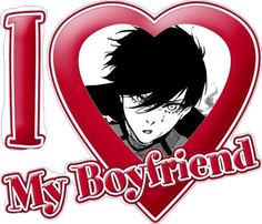 an i love my boyfriend sticker on the back of a red heart with black hair