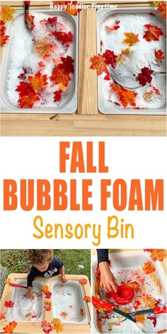 an image of fall bubble foam activity for toddlers