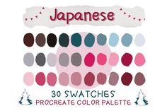 the japanese swatches procreate color palette is available in multiple colors and sizes