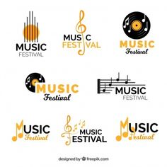 music festival logo set with musical instruments