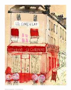 a drawing of a restaurant called le cons u lat