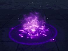 a purple fire pit sitting on top of a tiled floor