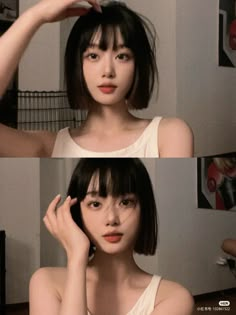 Short Ulzzang Hair, Asian Bangs Short Hair, Ulzzang Short Hair With Bangs, Asian Bob With Bangs, Short Hair With Bangs Asian, Asian Short Hair With Bangs, Bob Asian Hair, Short Hair Poses