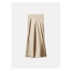 Midi skirt with elastic waistband. Satin effect fabric. Beige Satin Skirt, Midi Satin Skirt, Gonna Midi, Rok Midi, Skirt With Elastic Waistband, Waistcoat Dress, Cardigan Sweater Vest, Satin Midi Skirt, Cardigan Sweater Dress