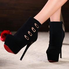 Red bottom heels Ankle Boots High Heel, Black Stiletto Heels, Womens Black Booties, High Heeled Boots, Platform High Heel Shoes, Black Stilettos, Stiletto Boots, Black Ankle Booties