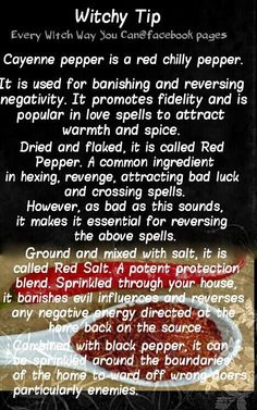 Magickal Hints & Tips for Saturdays – Cayenne Pepper – Witches Of The Craft® Every Witch Way, Witch Tips, Magickal Herbs, Witchy Tips, Witch Herbs, Witchcraft Spells, Magic Herbs, Wiccan Witch