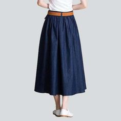 Unleash your inner sub-pop goddess with our Navy Flare Long Denim Skirt from the 2023 Spring-Summer Collection! This urban-flair staple is sure to make a statement for a modern-forward look.Why They're Your Next Must-HaveThis dark wash. fit and flare. high-waisted denim skirt is designed with a rubber closure for a unfussy fit and effortless trend. Crafted with a distressed pattern. it offers a modern take on the classic '90s grunge aesthetic.Key Highlights: Grunge Galore: Inspired by the iconic Spring Flare Denim Skirt In Medium Wash, Spring Flared Medium Wash Denim Skirt, Trendy Flare Skirt For Spring, Denim Blue Flare Skirt For Spring, Spring Denim Blue Flare Skirt, Spring Flare Denim Blue Skirt, Non-stretch Dark Wash Denim Skirt For Summer, Non-stretch Denim Skirt For Summer, Flared Denim Skirt For Summer