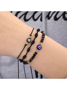 J2062  Collar  Polyester   Embellished   Women Fashion Jewelry Evil Eye Jewelry Bracelet, Body Jewelry Diy, Glass Evil Eye, Letter Bracelet, Watches Women Fashion, String Bracelet, Evil Eye Bracelet