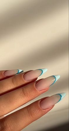 2024 Summer Nails Almond, Trendy Summer Nails 2024, Nails Ideas Summer 2024, Nail Ideas Summer 2024, Almond Nails Ideas Summer, Summer Nails Ideas 2024, Summer Nail Art 2024, French Nails Blue, Hippie Nails