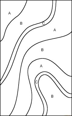 a black and white drawing of a curved road with the letter b at the top