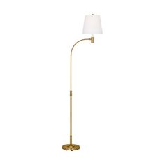 The slim understated profile of the Belmont series by Chapman & Myers makes it an ideal fit in both traditional and modern spaces. Each versatile design has a stepped detailing inspired by the architectural molding on the façade of a building to create highlight and shadow lines to help define the profile of the lamp. Since it's adjustable, it's sure to cast a glow just where you need it - topped with a white linen shade. Visual Comfort Studio Base Finish: Burnished Brass Visual Comfort Studio B Reading Floor Lamp, Lamp Yellow, Reading Lamp Floor, White Floor Lamp, Burnished Brass, Outdoor Storage Sheds, To Cast, Shed Storage, Linen Shades