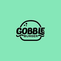 the logo for gobble burger, which is designed in black and white on a green background