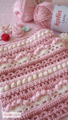 Crochet pattern with bobble-pearls #2097 Bauble Stitch Crochet Blanket, Girlie Crochet Blanket, Crochet Baby Blanket For Twins, Crochet Blanket Patterns 2 Colors, Crocheted Baby Girl Blankets, Crochet Pink Baby Blanket, Sanrio Crochet Blanket, Crochet Baby Blanket Free Pattern Variegated Yarn, Crochet Onto Fabric