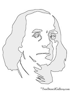 a black and white drawing of a man's face