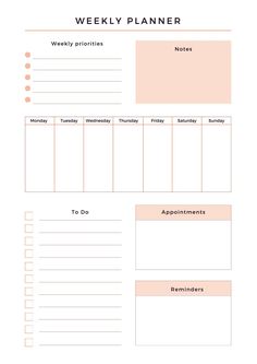 a printable weekly planner is shown with the words, tasks and reminders on it