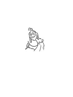 a black and white drawing of a cartoon character flying through the air with his arms outstretched