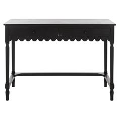 a black table with two drawers on one side and an open drawer on the other