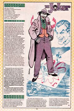 an article from the joker comic book, featuring a man in a suit and top hat