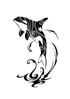 a black and white drawing of a dolphin