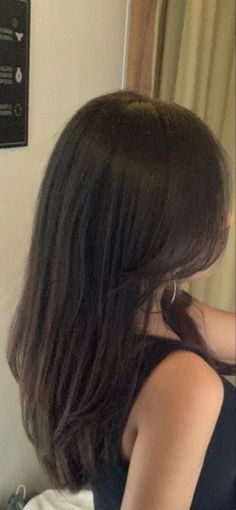 Armpit Length Hair, Pin Straight Hair, Straight Layered Hair, Straight Hair Cuts, Layered Haircuts For Medium Hair, Brunette Hair With Highlights, Bangs With Medium Hair