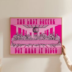 Infuse your space with a playful yet sophisticated vibe with our Retro Bar Cart Giclee Print! This eye-catching piece features "The Last Supper" reimagined with a humorous, Christian twist, perfect for enhancing your bar cart styling. Each print showcases the timeless beauty of Renaissance art with a modern pink aesthetic, creating a vivid and uplifting atmosphere. Ideal for both retro and contemporary interiors, this art piece adds a touch to any room. Crafted using the high-quality giclee prin Pink Bar Decor, Dopamine Wall Art, Weird Wall Art, Crazy Room Decor, Bar Cart Wall Art, Pink Aesthetic Wall Decor, Pink Bar Cart, Retro Bar Cart, Art Disco