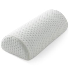 the memory pillow is made from foam and has a white dot pattern on it's side