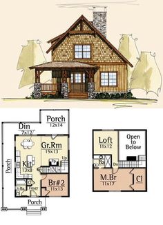 two story log home with loft and open floor plan