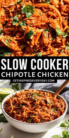 this slow cooker chipotle chicken recipe is so easy to make and delicious