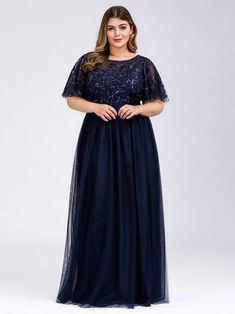 Best Sellers Plus Size Embroidery Formal Evening Dress - Ever-Pretty US Plus Size Evening Gown, Sukienki Plus Size, Stunning Bridesmaid Dresses, Prom Dress Plus Size, Tulle Bridesmaid Dress, Plus Size Prom, Dress Wedding Guest, Dress Tulle, Sequin Appliques