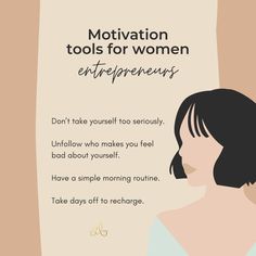 a woman's profile with the words motivation tools for women