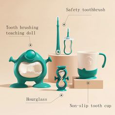 Kids Training Dental Care Set - Momorii Kids Hygiene, Baby Toothbrush, Kids Stationary, Kids Teeth, Brush Teeth Kids, Dental Kids, Kids Training, Baby Doll Clothes, Health Habits