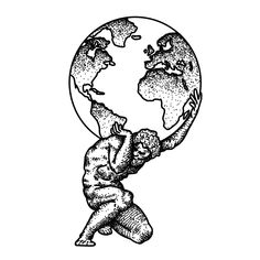 a drawing of a person holding the earth in their hands, vintage line drawing or engraving illustration